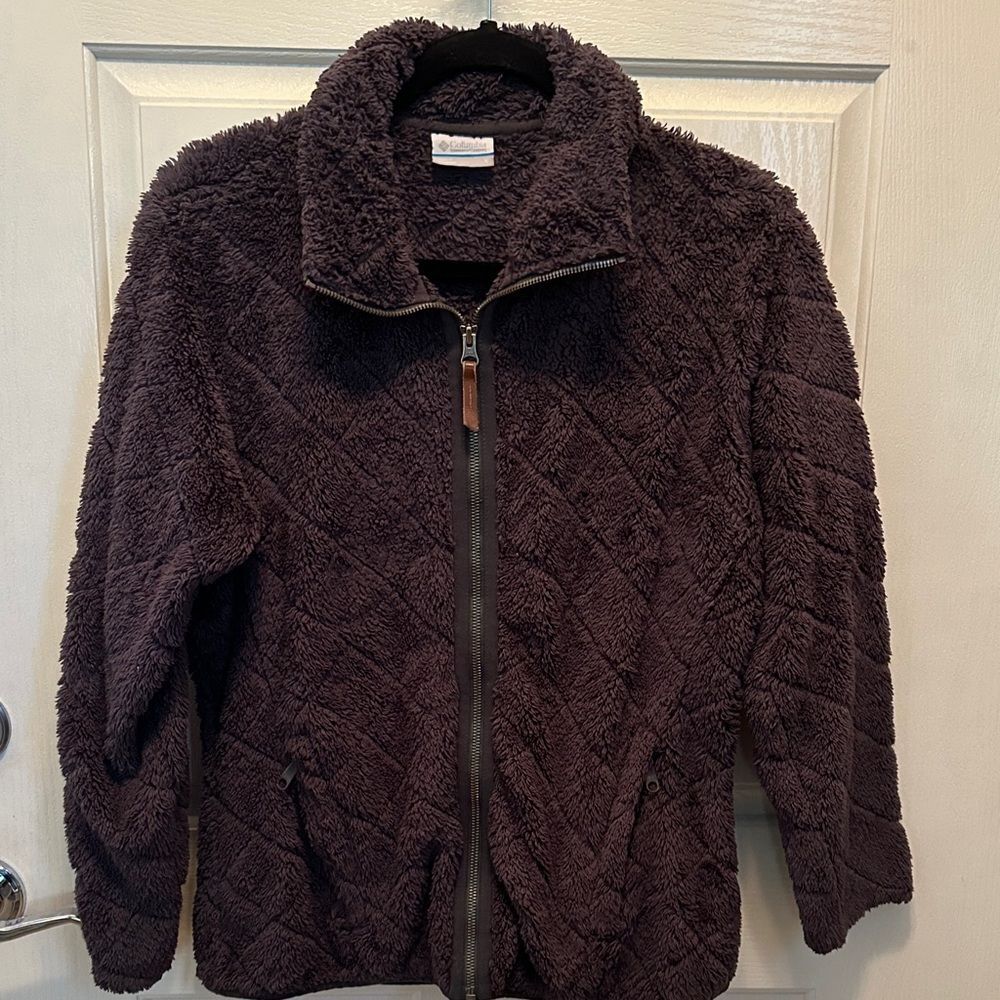 Columbia Dark Gray Fleece Jacket Internal & External Pockets Size Small